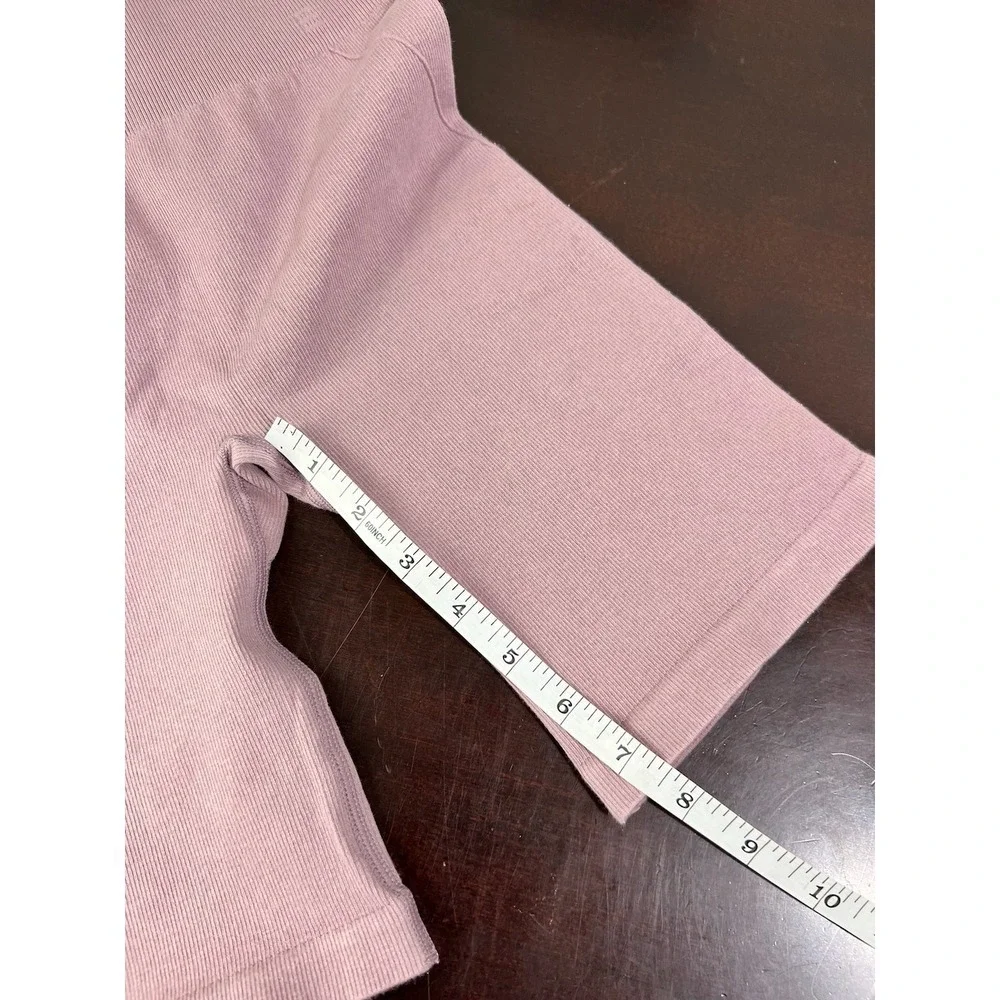 Everlane Seamless Ribbed Biker Short High Waist Lilac Pink Pale Purple XS/S